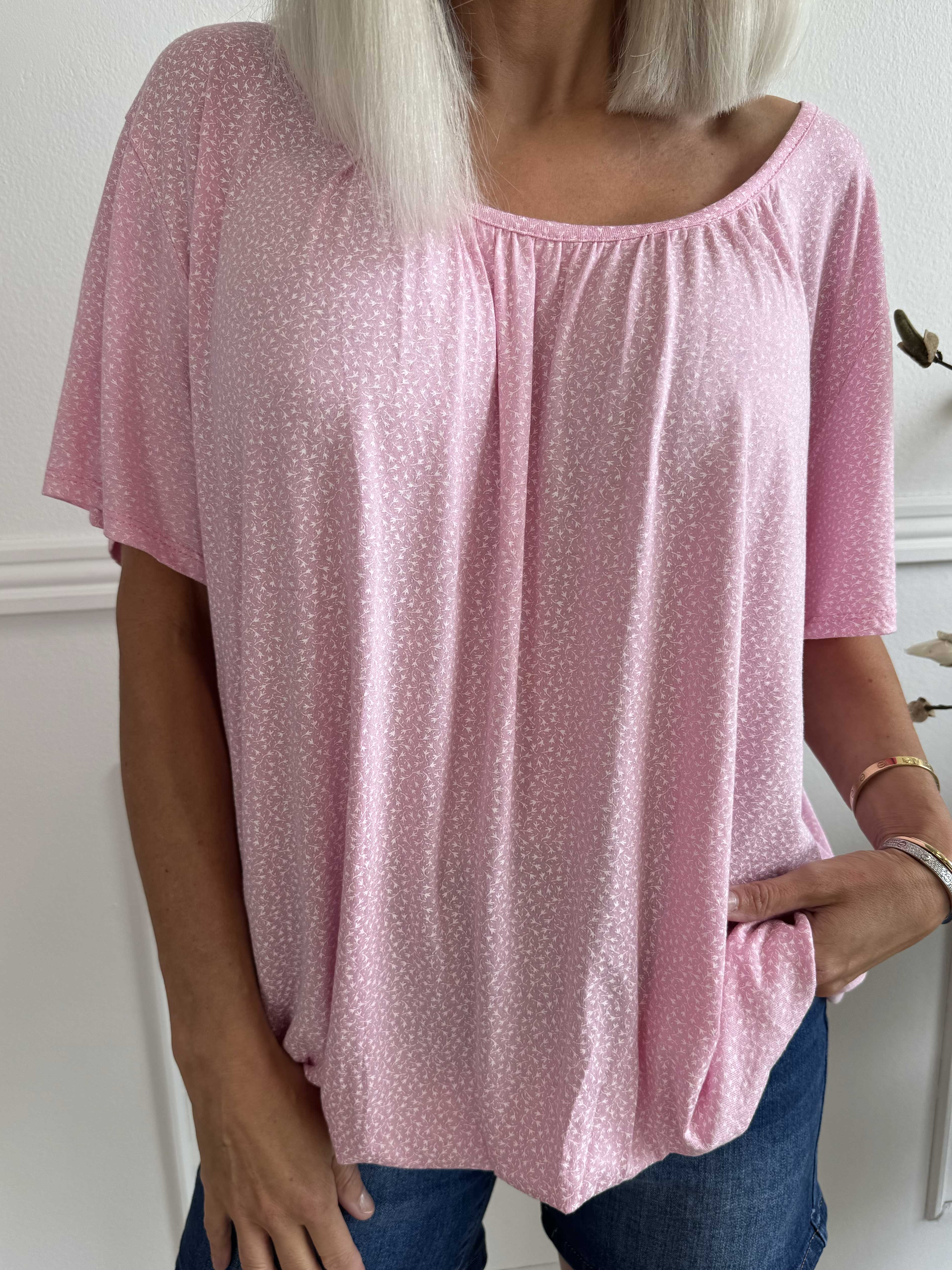 Miracle Flower T-shirt - Bluse i viskose med elastik forneden